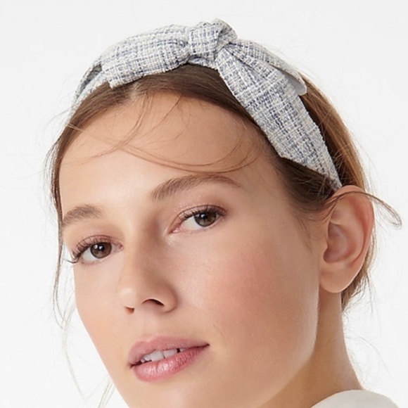 J Crew Bow  Ivory Tweed Headband - Picture 1 of 3